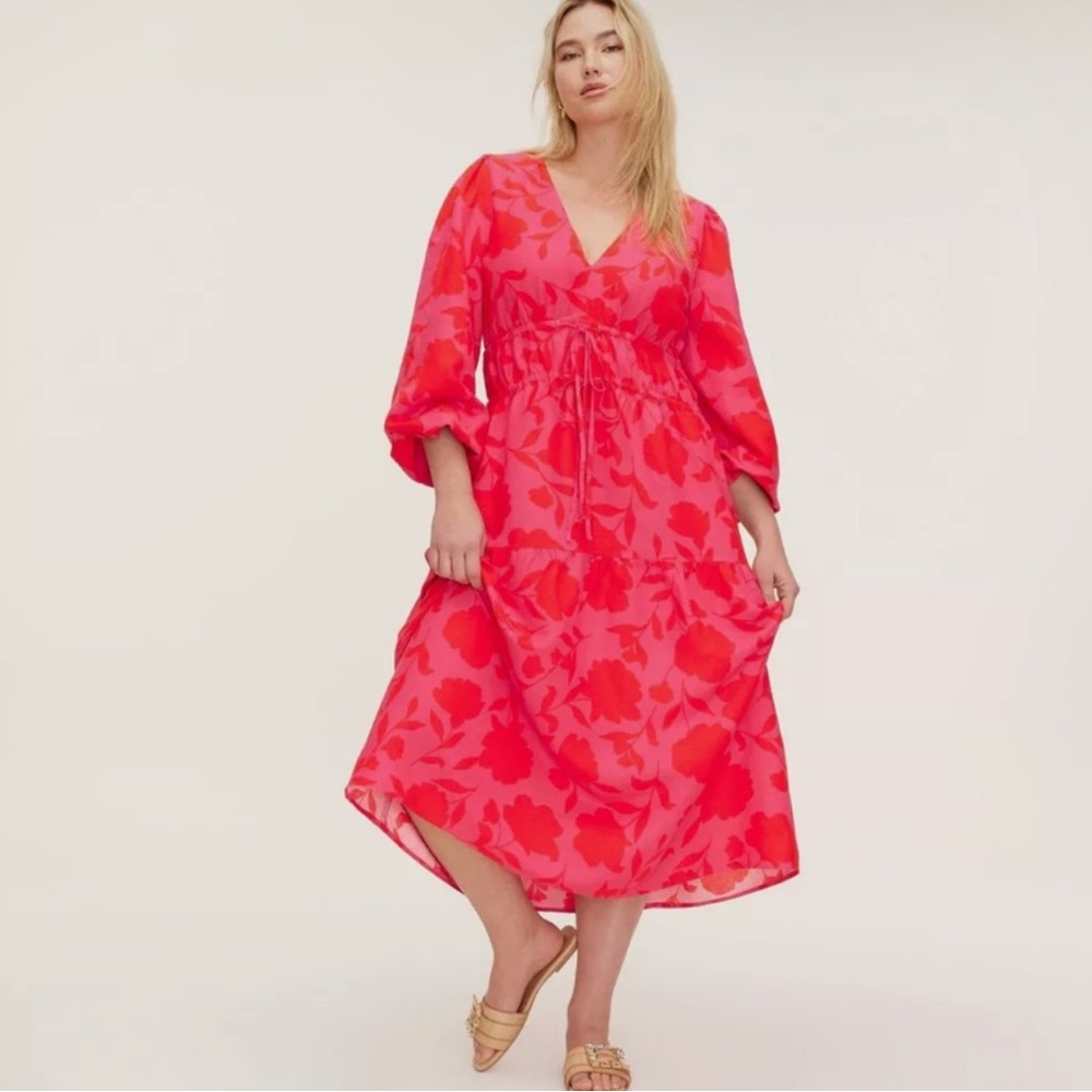 Kate Spade Vibrant Pink Floral Long Sleeve Dress